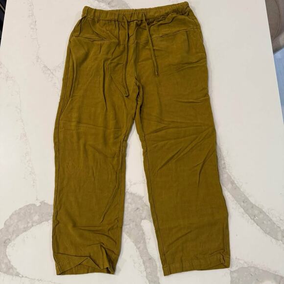 grade & gather Pants - Grade & Gather Wide Leg Linen Blend Pull On Pants Womens Large Mustard Yellow